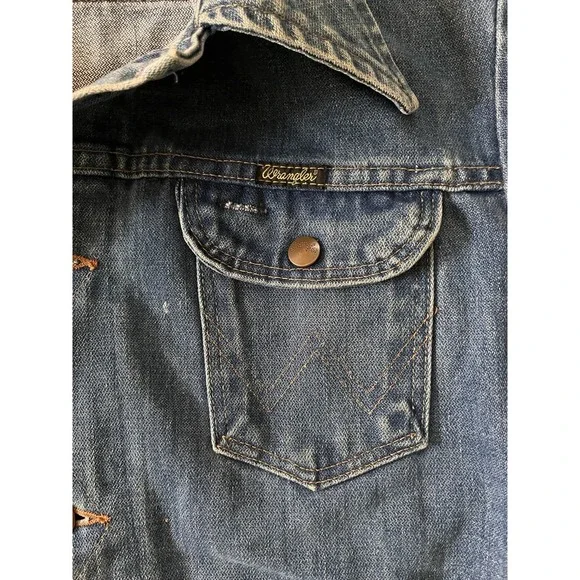 Vintage 1970s Wrangler 126MJ No Fault Denim Jacket Size 42 Cowboy Trucker USA